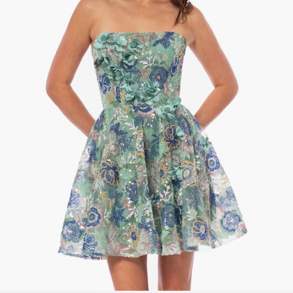 Helsi Avery strapless beaded fit and flare mini dress